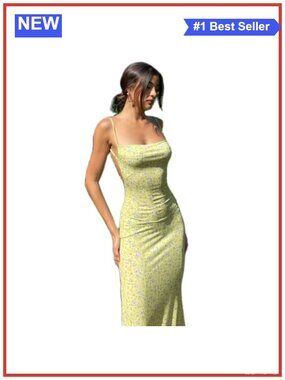 Sleeveless Backless Maxi Dress Floral Spaghetti Strap Bodycon